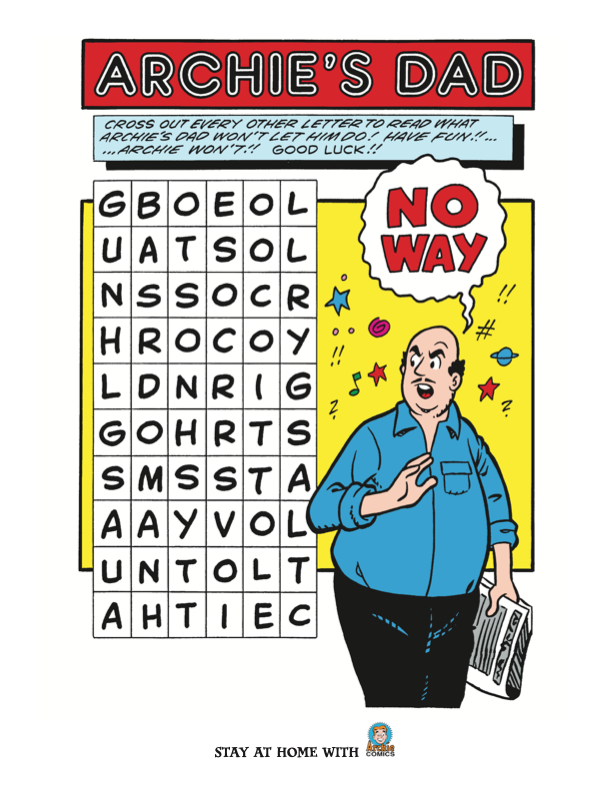 Stay at Home with Archie Activity Pack #1 (FREE Instant Printable PDF ...